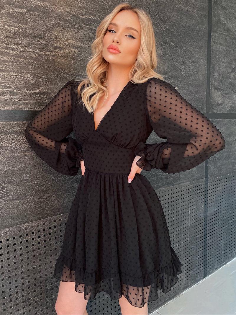 Rodado Vestido Decotado Curto Rodado Vestido Preto Curto Decote V