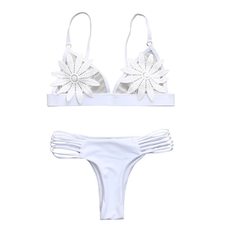 Biquíni Feminino Flora com Transparência e Detalhe Lateral Verão - Miss Bella Store - Miss Bella Store