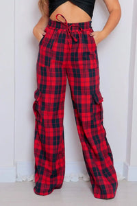 Calça Pantalona Xadrez Nova Tendência Cargo Flanelada - Miss Bella Store - Miss Bella Store