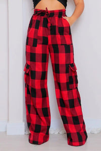 Calça Pantalona Xadrez Nova Tendência Cargo Flanelada - Miss Bella Store - Miss Bella Store