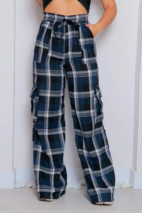 Calça Pantalona Xadrez Nova Tendência Cargo Flanelada - Miss Bella Store - Miss Bella Store