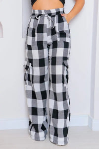 Calça Pantalona Xadrez Nova Tendência Cargo Flanelada - Miss Bella Store - Miss Bella Store