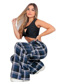 Calça Pantalona Xadrez Nova Tendência Cargo Flanelada - Miss Bella Store - Miss Bella Store