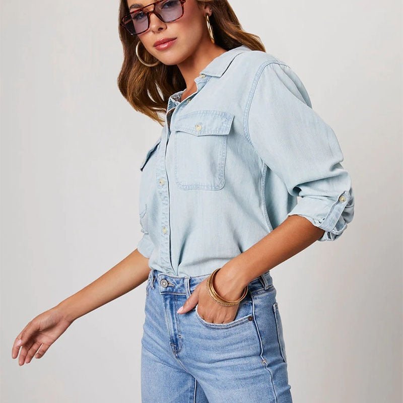 Camisa Feminina Jeans Classic - Miss Bella Store - Miss Bella Store