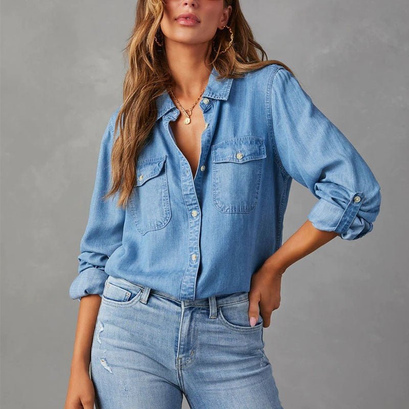 Camisa Feminina Jeans Classic - Miss Bella Store - Miss Bella Store