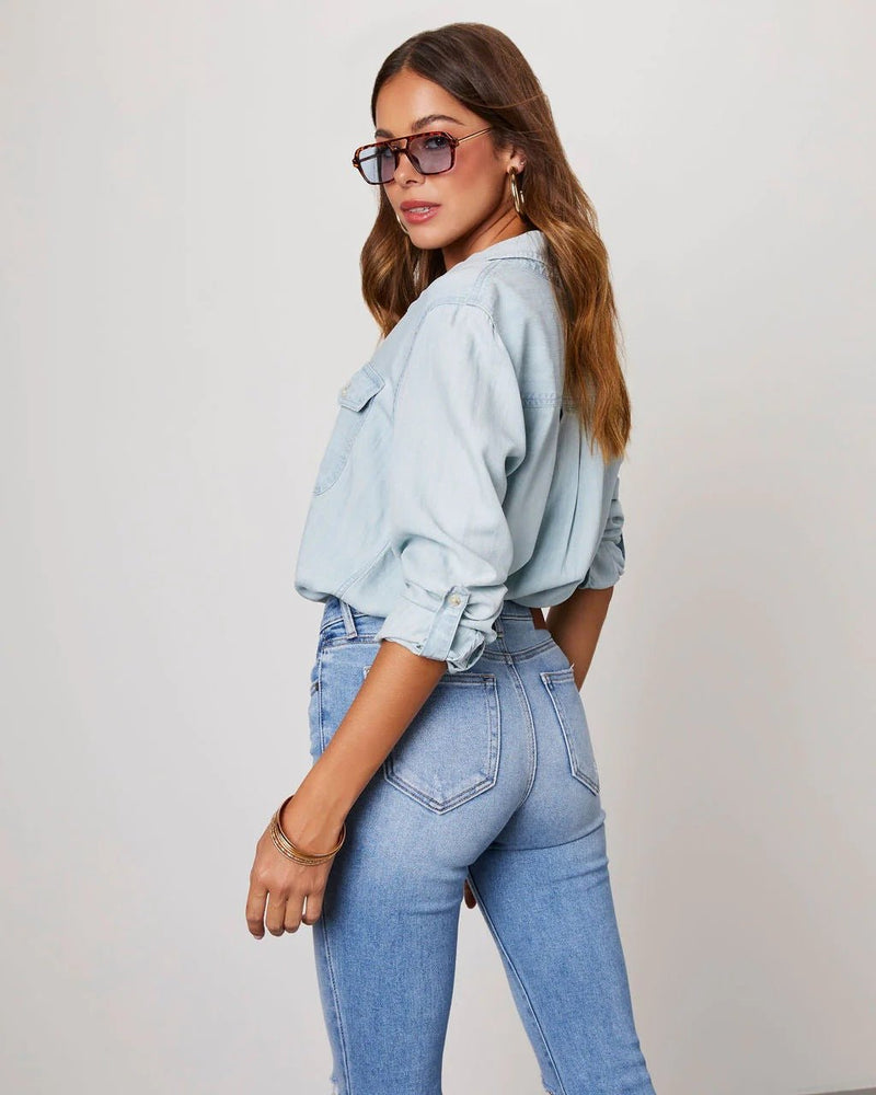 Camisa Feminina Jeans Classic - Miss Bella Store - Miss Bella Store