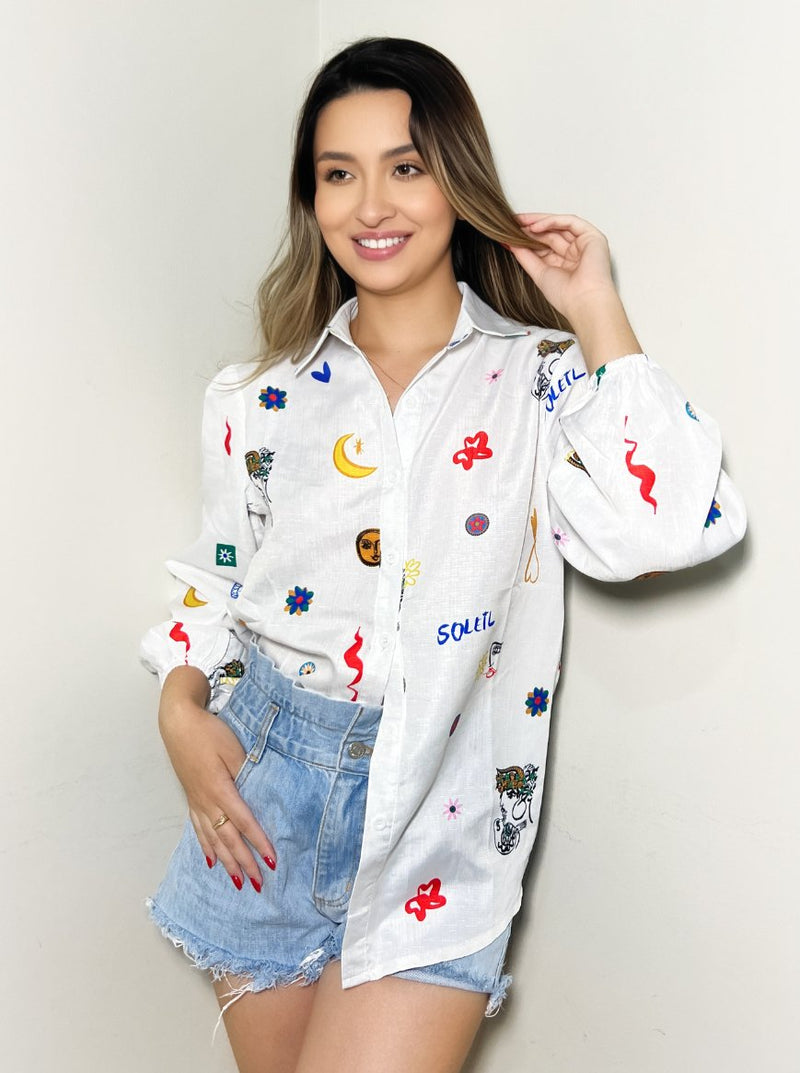 Camisa Feminina Stick Manga Longa Descolada - Miss Bella Store - Miss Bella Store