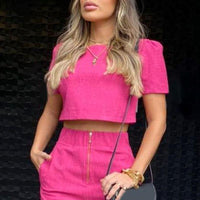 Conjunto Feminino Maria Luiza 2 Peças Calça Cropped Cor Única - Miss Bella Store - Miss Bella Store