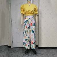 Conjunto Feminino Rosane Calça e Cropped Manga Bufante Princesa - Miss Bella Store - Miss Bella Store