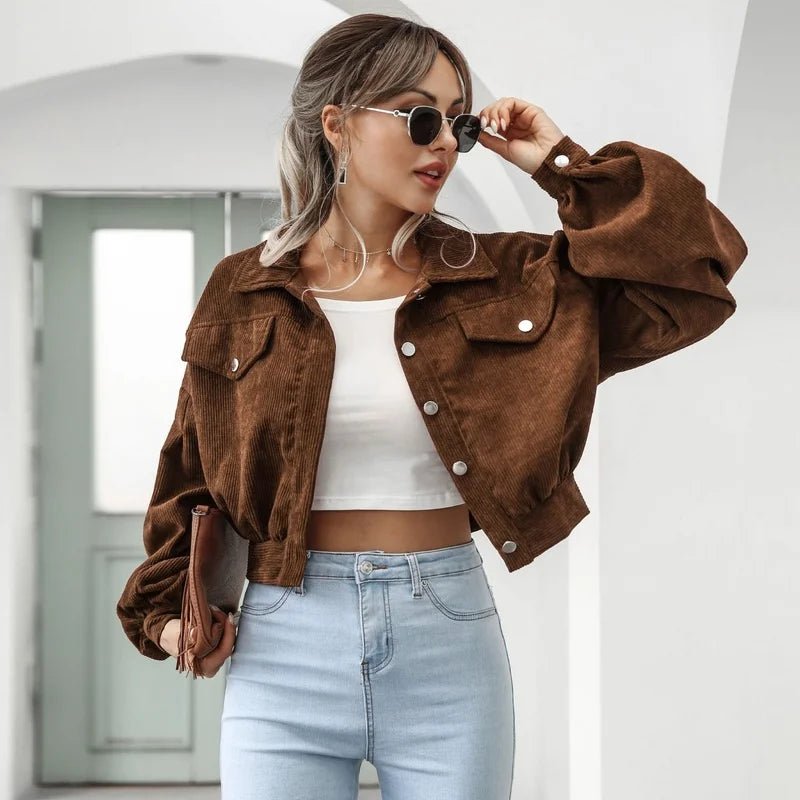 Jaqueta Feminina Bomber Com botões - Suede - Miss Bella Store - Miss Bella Store