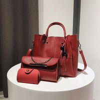 Kit De Bolsa Feminina Bianca - 3 Unidades Couro Ecológico Grande Espaçosa Moda Causal Kit Bolsa - Miss Bella Store - Miss Bella Store