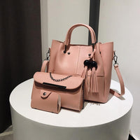 Kit De Bolsa Feminina Bianca - 3 Unidades Couro Ecológico Grande Espaçosa Moda Causal Kit Bolsa - Miss Bella Store - Miss Bella Store