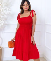 Vestido Curto Com Alça Fina Em Viscose Com Elastex - Miss Bella Store - Miss Bella Store