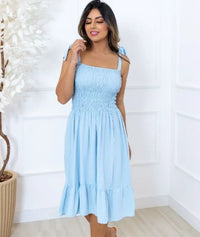 Vestido Curto Com Alça Fina Em Viscose Com Elastex - Miss Bella Store - Miss Bella Store