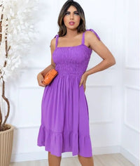 Vestido Curto Com Alça Fina Em Viscose Com Elastex - Miss Bella Store - Miss Bella Store