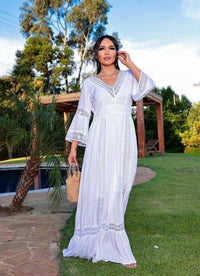 Vestido Feminino Mariana Modelo Longo com Manga Praiano Verão - Miss Bella Store - Miss Bella Store