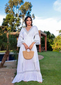Vestido Feminino Mariana Modelo Longo com Manga Praiano Verão - Miss Bella Store - Miss Bella Store