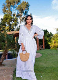 Vestido Feminino Mariana Modelo Longo com Manga Praiano Verão - Miss Bella Store - Miss Bella Store