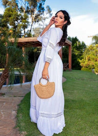 Vestido Feminino Mariana Modelo Longo com Manga Praiano Verão - Miss Bella Store - Miss Bella Store