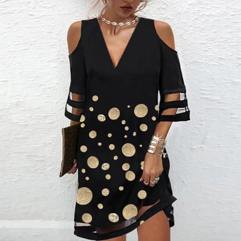 Vestido Feminino Olga Curto com Detalhes Estampado - Miss Bella Store - Miss Bella Store