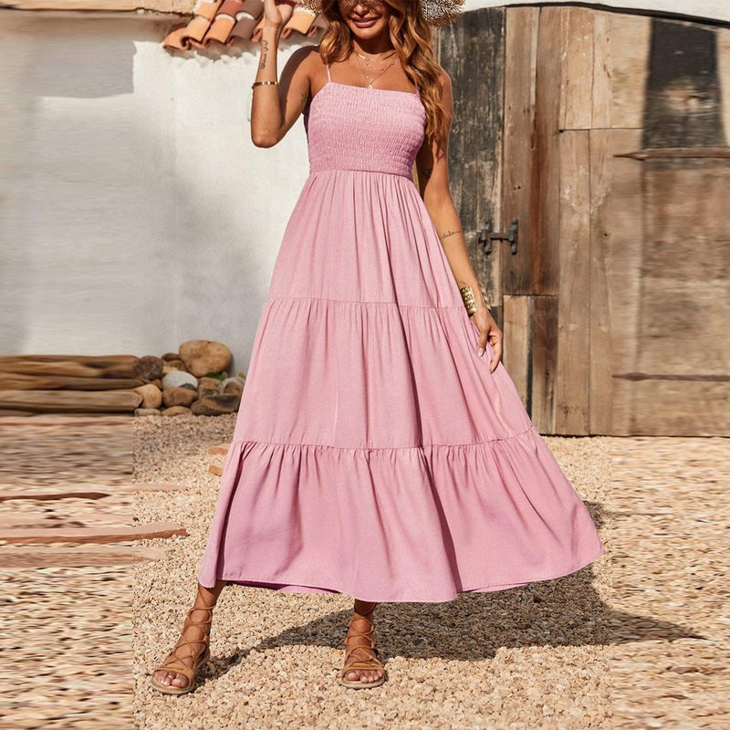 Vestido Feminino Suelen Lastex Alcinha Midi Fluido - Miss Bella Store - Miss Bella Store