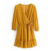 Vestido Feminino Thais Curto Manga Longa Amarração - Miss Bella Store - Miss Bella Store