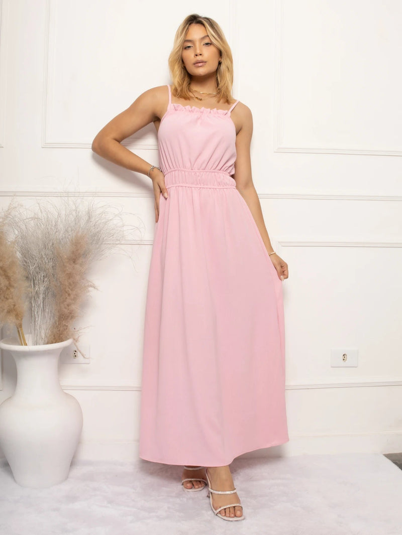 Vestido Longo com Busto Franzido e Alça Elegância Deslumbrante - Miss Bella Store - Miss Bella Store