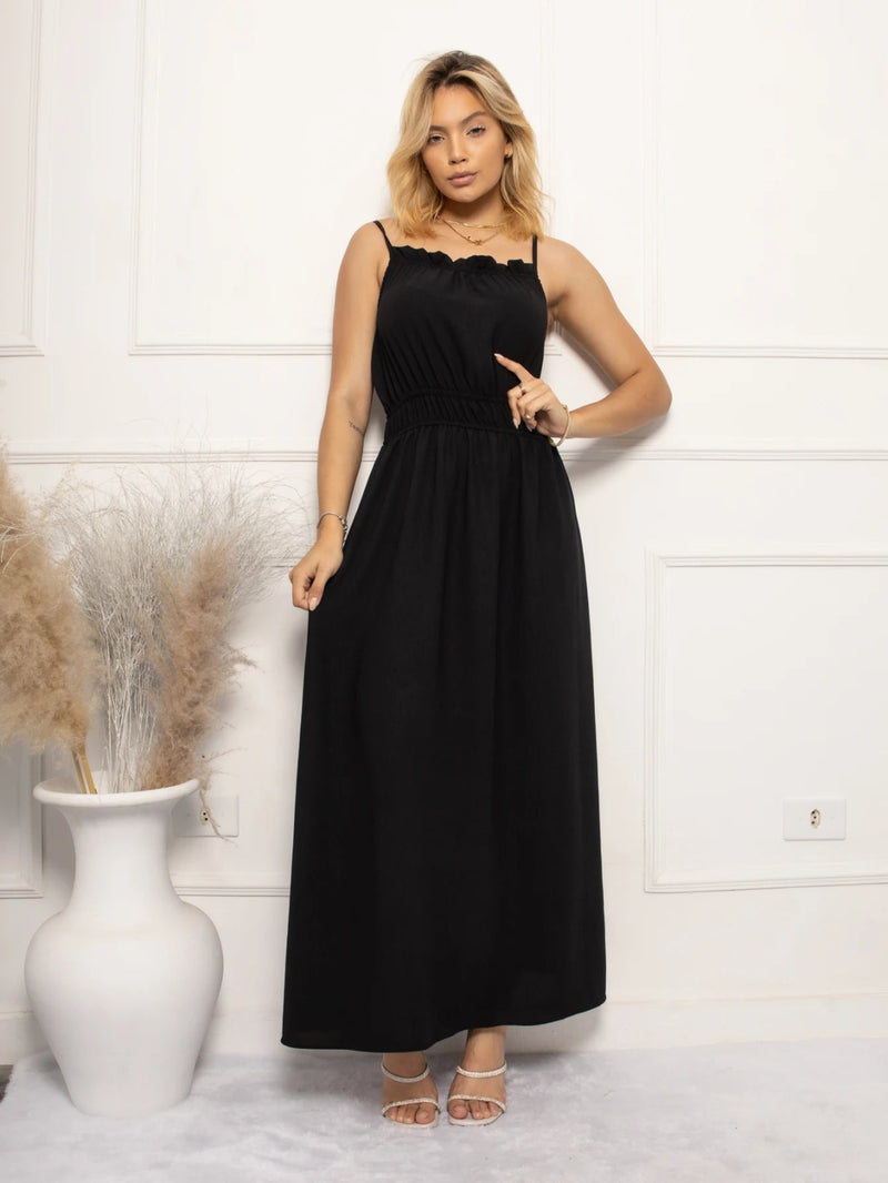 Vestido Longo com Busto Franzido e Alça Elegância Deslumbrante - Miss Bella Store - Miss Bella Store