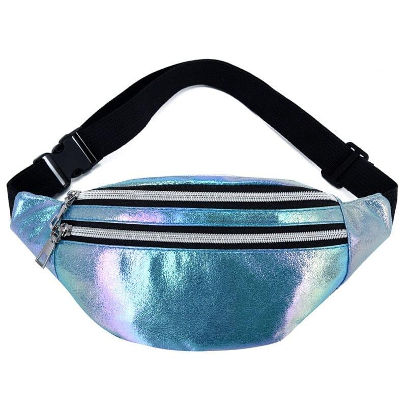 Bolsa de Couro Legítimo- Style Gradient Bolsa Holographic Fragamaia Azul 